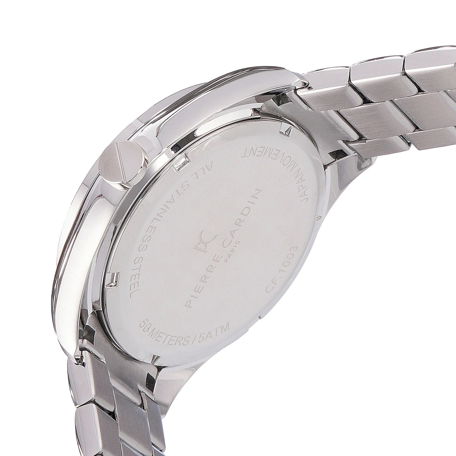 Nation Verre Men’s 42mm Sport Watch - Silver Case, Blue Bezel, Black Dial with Silver Metal Strap - Image 4