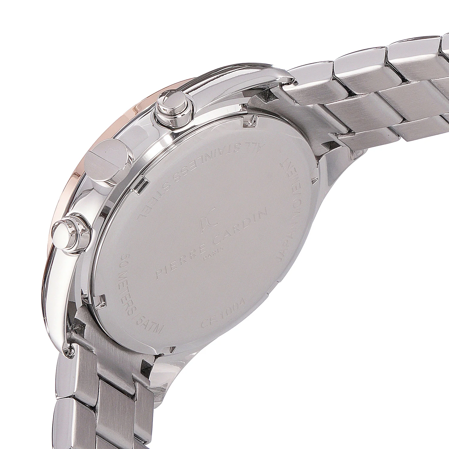 Nation Verre Men’s 42mm Sport Watch - Two-Tone Silver & Rose Gold Case, Blue Bezel, Blue Dial with Silver Metal Strap - Image 4