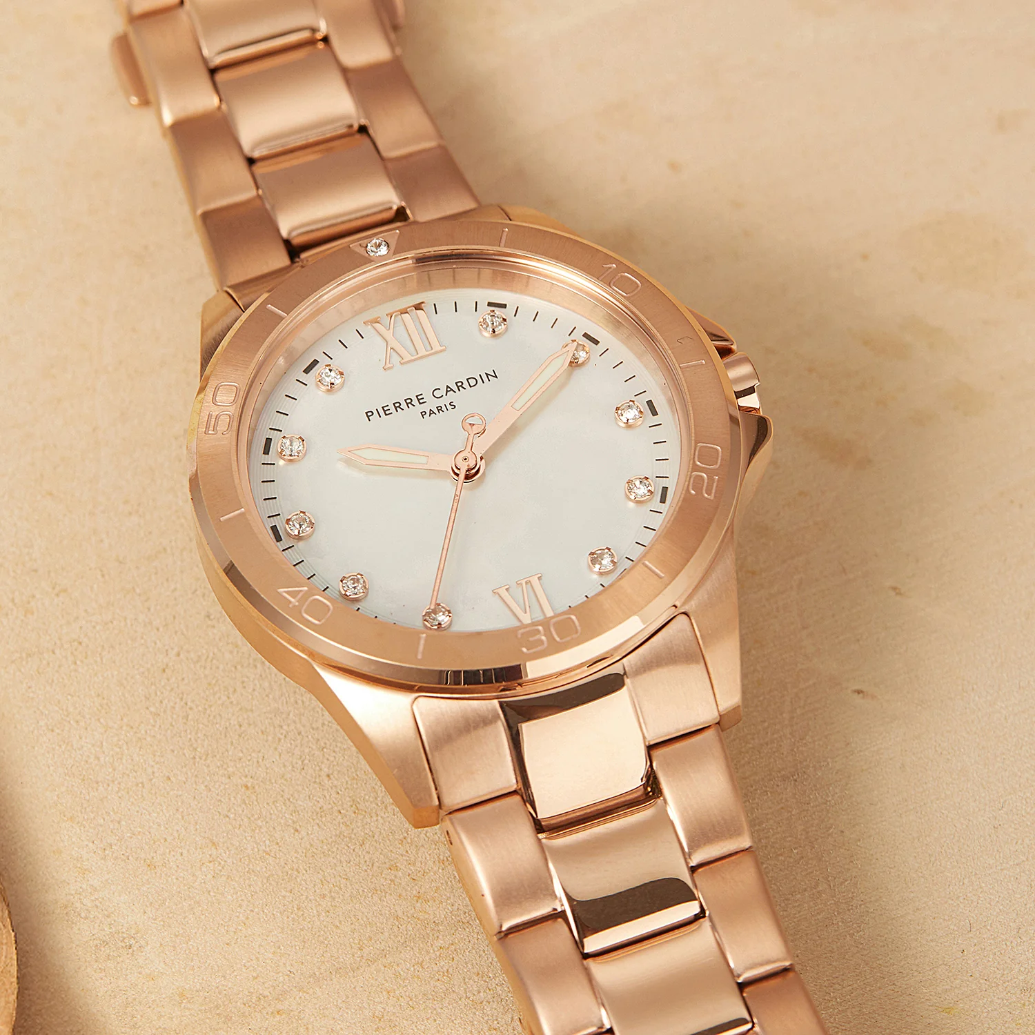 Observatoire Éclat Ladies’ Watch - Rose Gold Case with White Mother of Pearl Look Dial and Crystal Indexes - Image 6