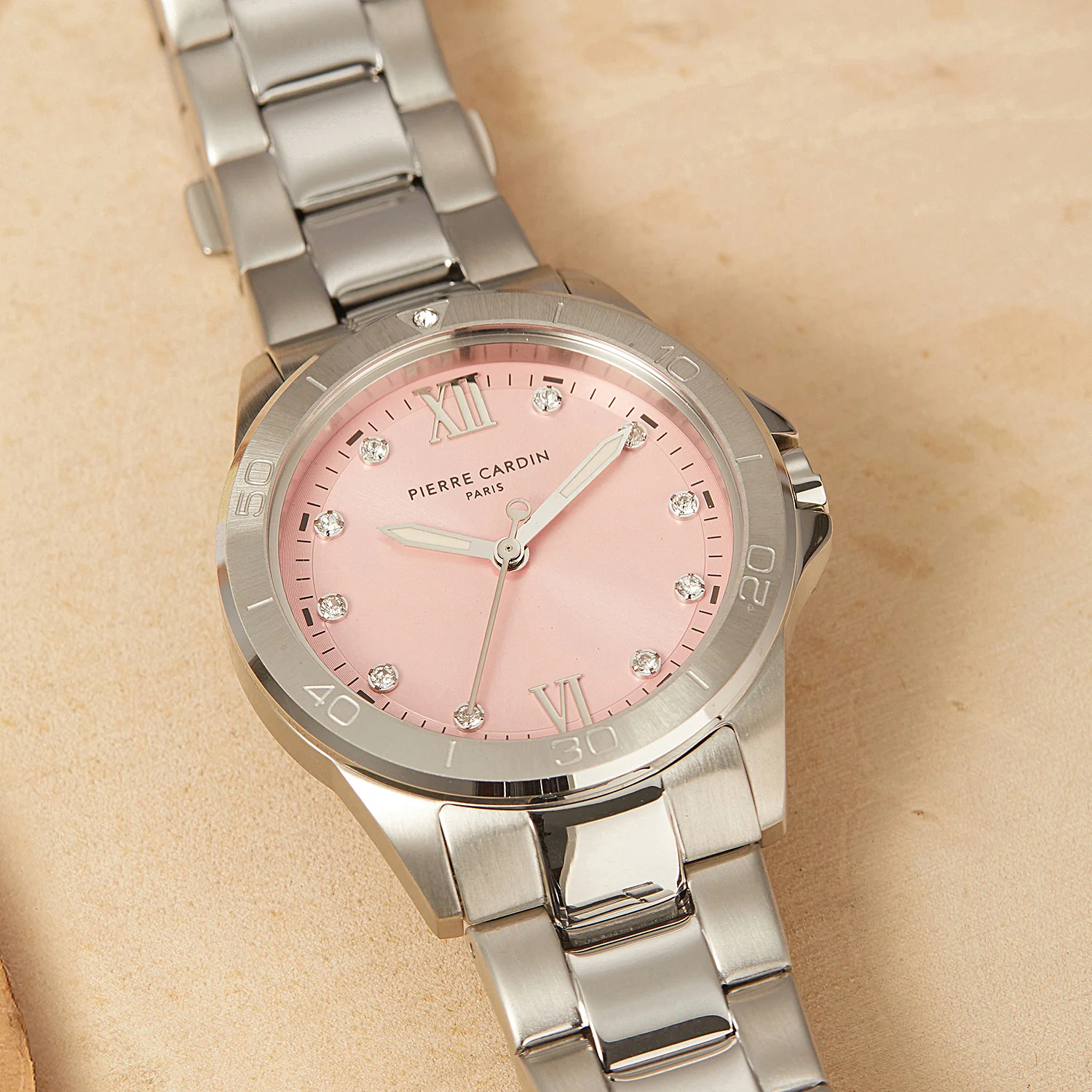 Observatoire Éclat Ladies’ Watch - Silver Case with Pale Pink Dial and Crystal Indexes - Image 6