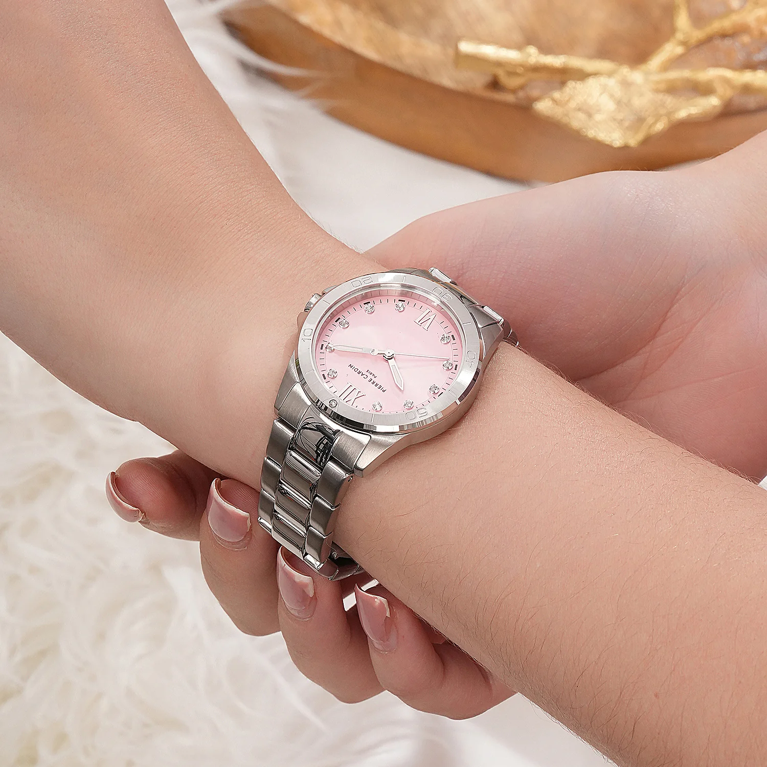 Observatoire Éclat Ladies’ Watch - Silver Case with Pale Pink Dial and Crystal Indexes - Image 8