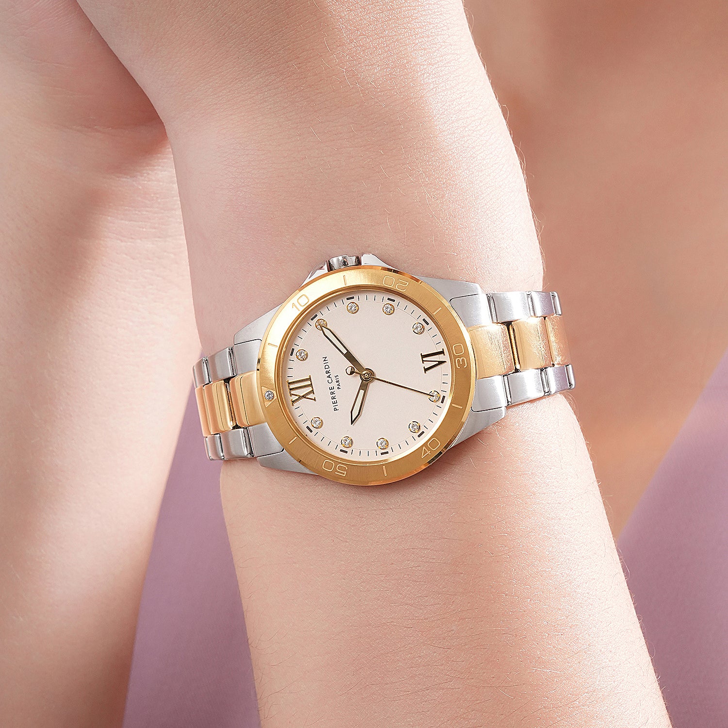 Observatoire Éclat Ladies’ Watch - Two-Tone Gold & Silver Case with Champagne Dial and Crystal Indexes - Image 5