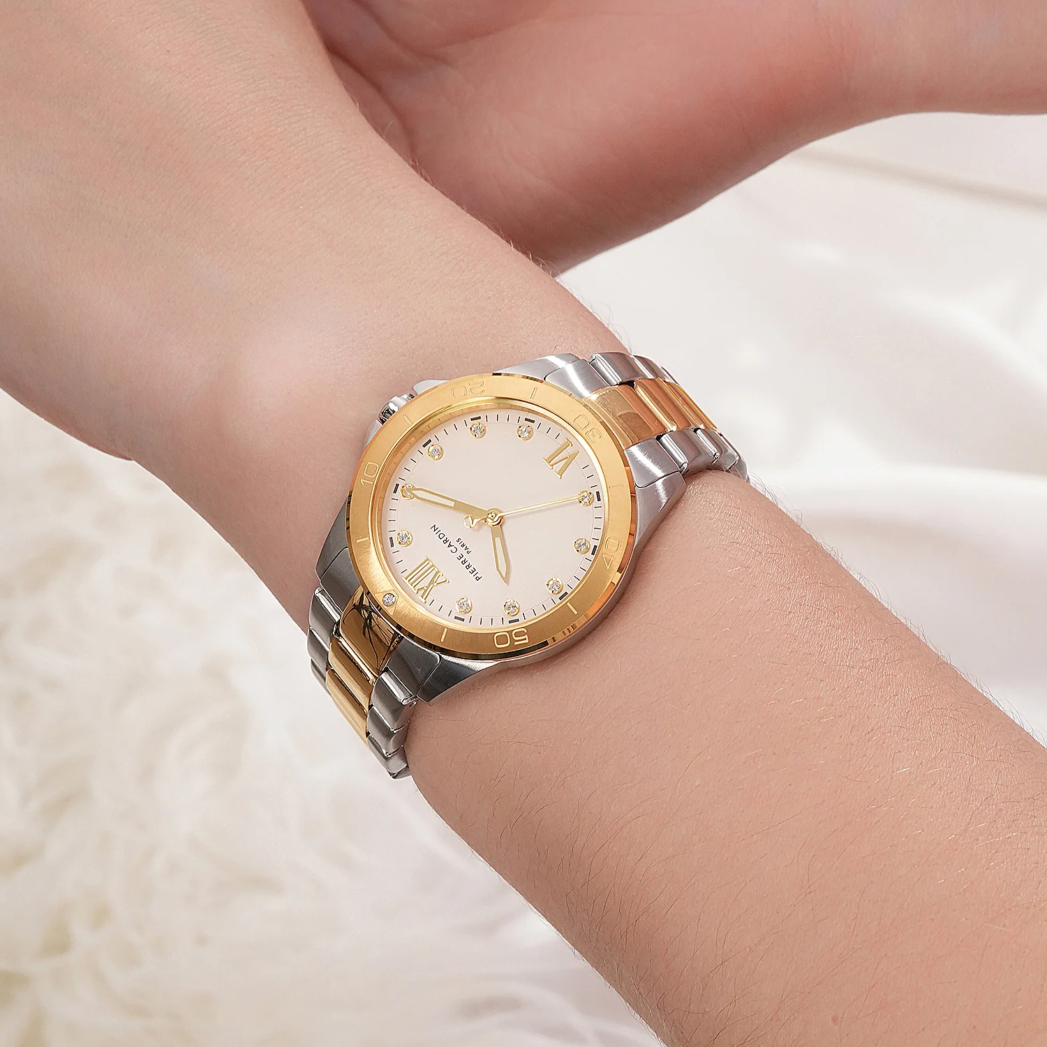Observatoire Éclat Ladies’ Watch - Two-Tone Gold & Silver Case with Champagne Dial and Crystal Indexes - Image 6