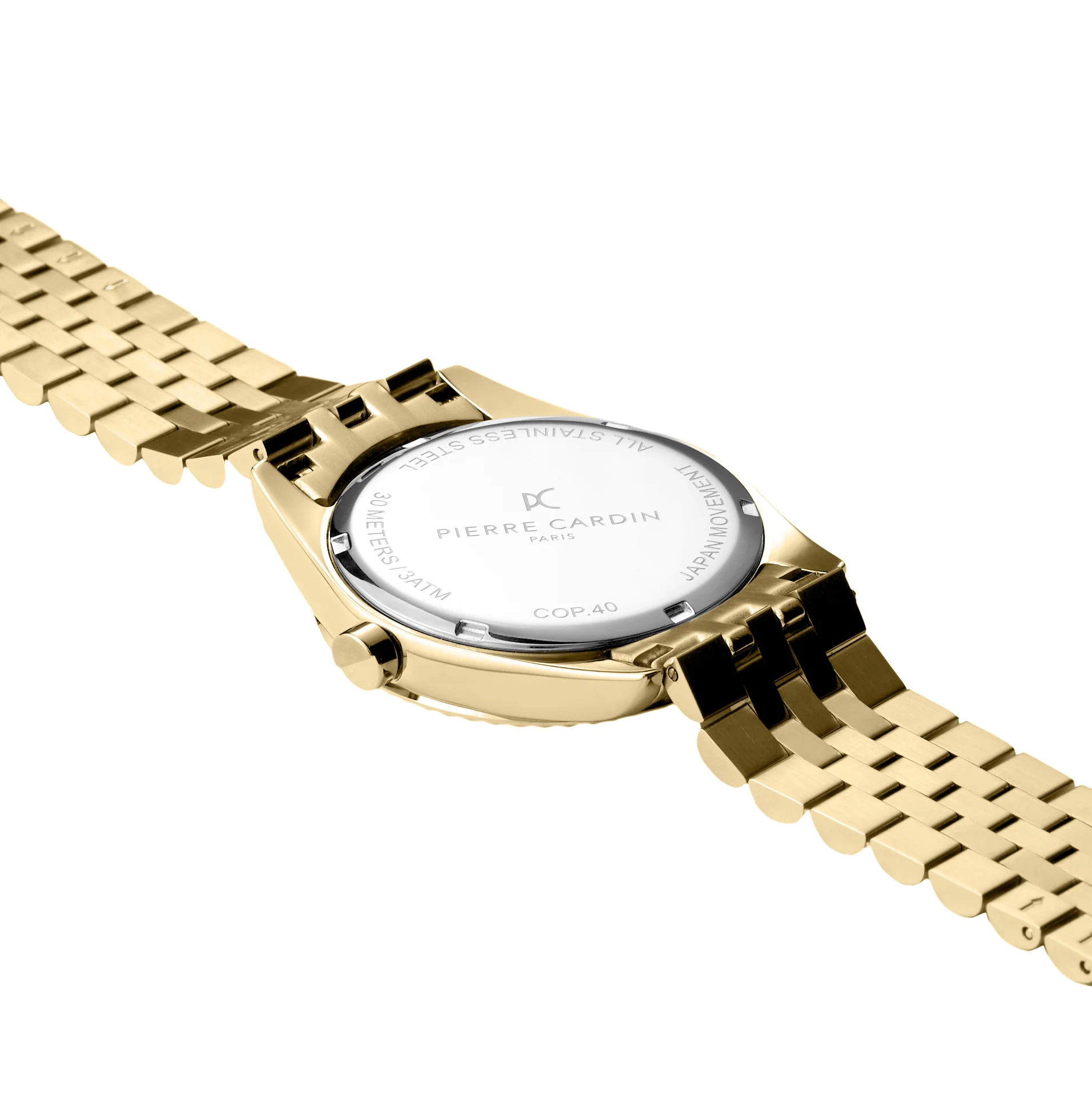 Opera Stainless Gold Watch with Fluted Bezel and Green Dial - Image 4
