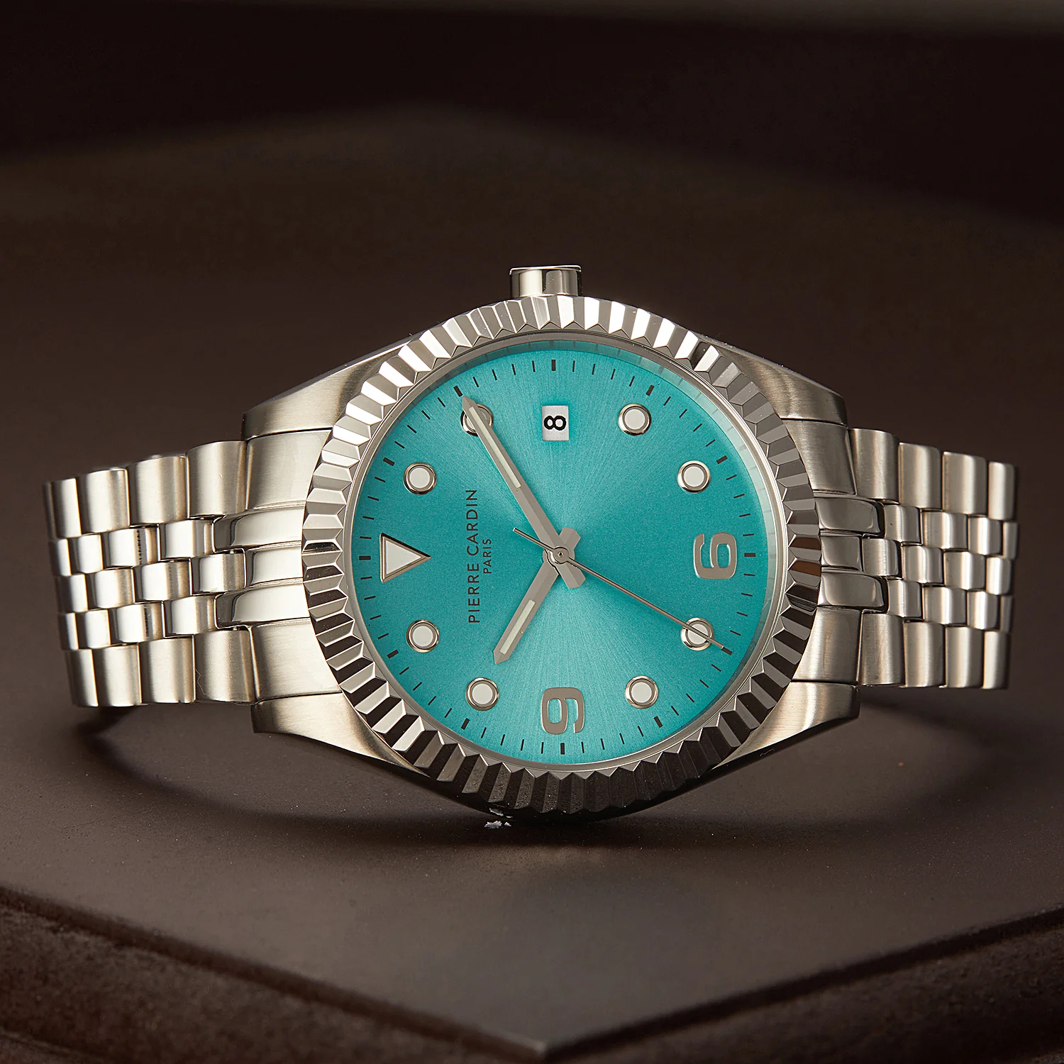 Opéra Timbre Men’s Watch - Silver Case, Celeste Blue Dial with Stainless Steel Jubilee Strap - Image 5