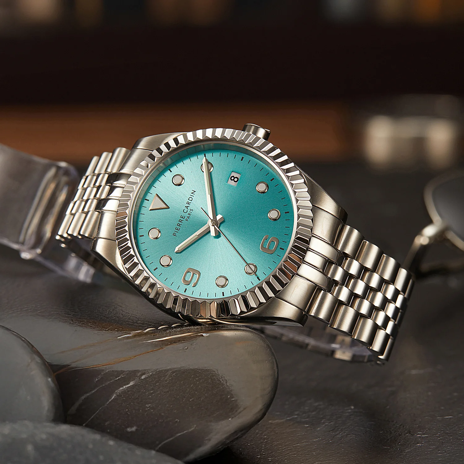 Opéra Timbre Men’s Watch - Silver Case, Celeste Blue Dial with Stainless Steel Jubilee Strap - Image 6