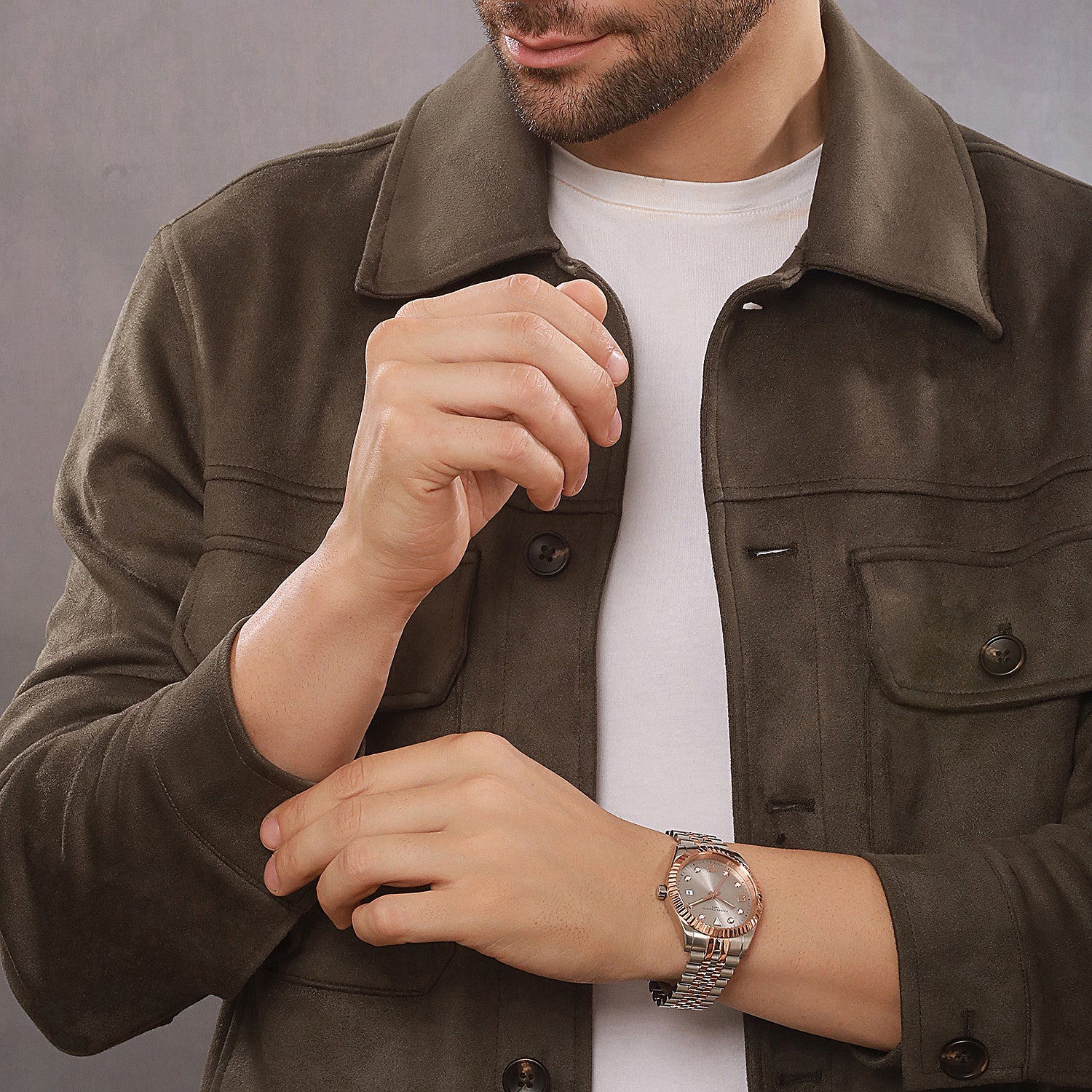 Opéra Timbre Men’s Watch - Two-Tone Rose Gold & Silver Case, Champagne Dial with Two-Tone Jubilee Strap - Image 8