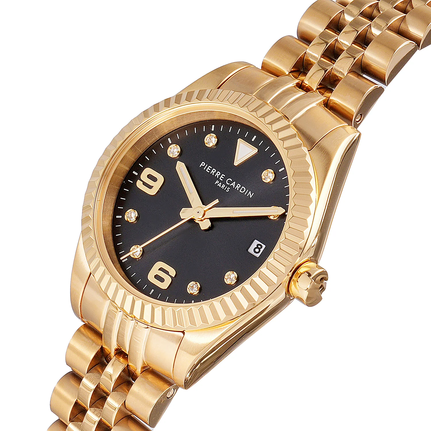 Opéra Timbre Women’s Watch - Gold Case, Black Dial with Crystal Indexes and Gold Jubilee Strap - Image 3