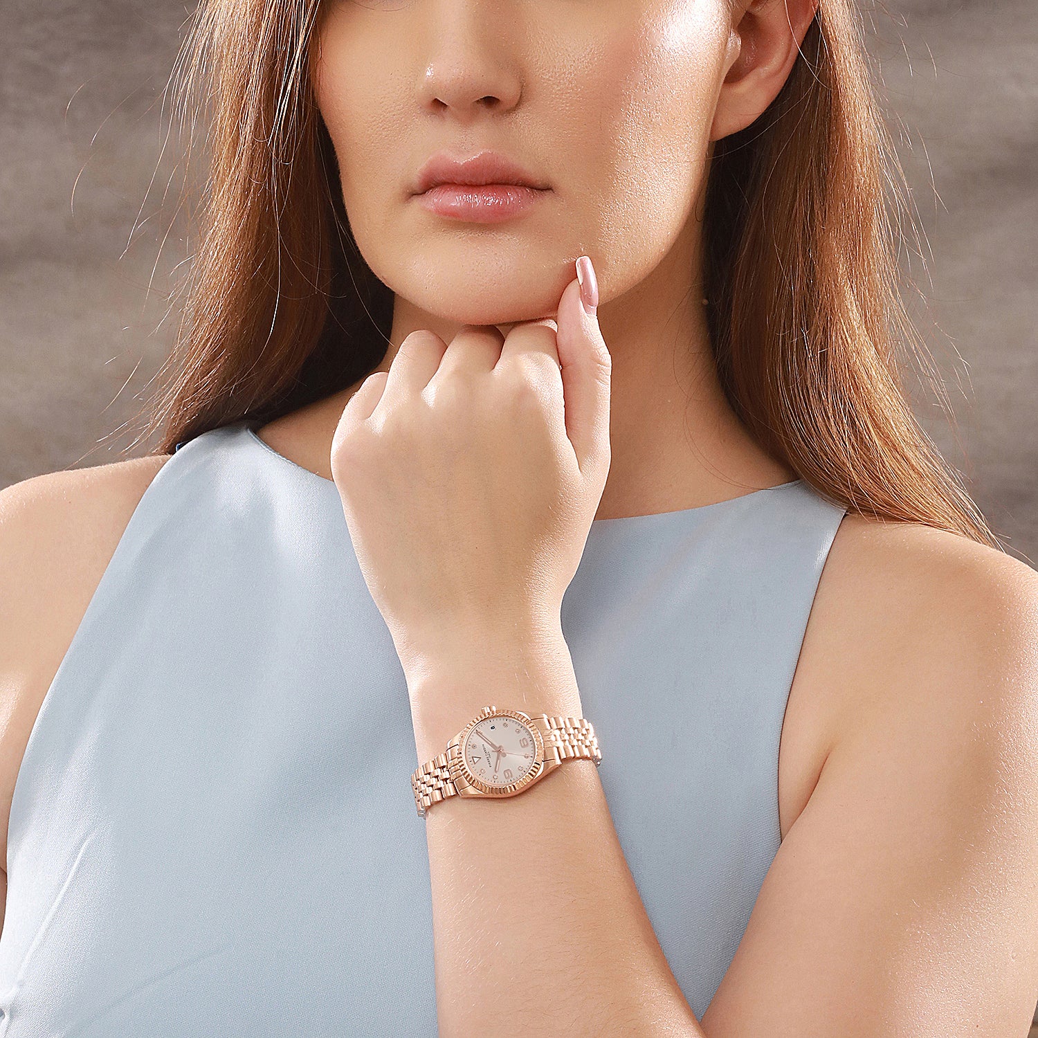 Opéra Timbre Women’s Watch - Rose Gold Case, Champagne Dial with Crystal Indexes and Rose Gold Jubilee Strap - Image 9