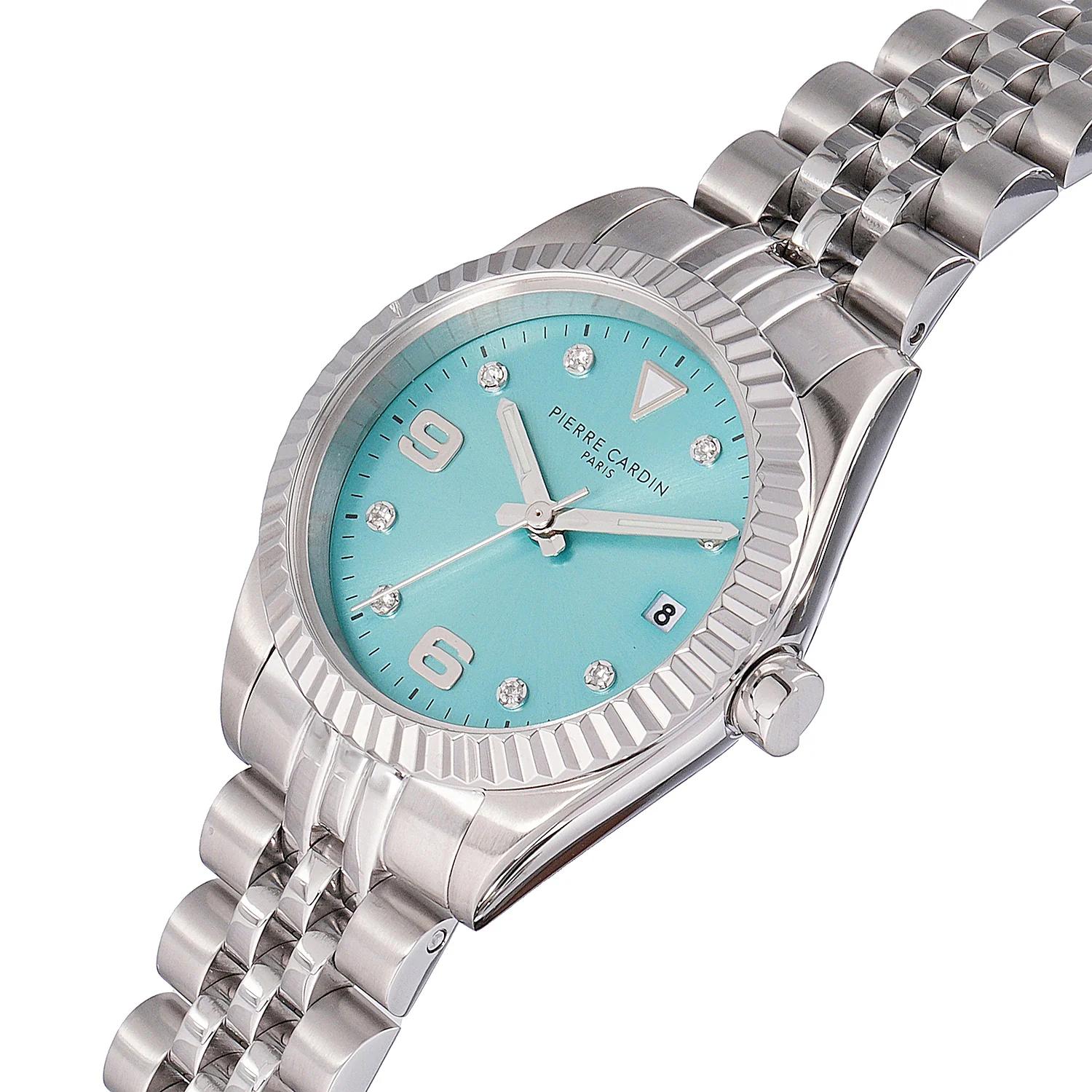 Opéra Timbre Women’s Watch - Stainless Steel Case, Celeste Blue Dial with Crystal Indexes and Stainless Steel Jubilee Strap - Image 3