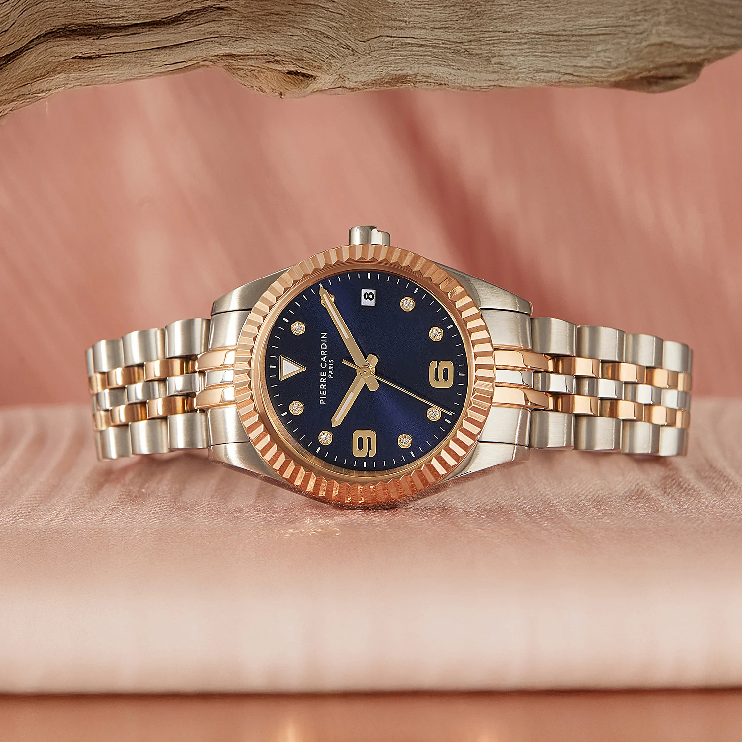 Opéra Timbre Women’s Watch - Two-Tone Rose Gold & Silver Case, Blue Dial with Crystal Indexes and Two-Tone Jubilee Strap - Image 5