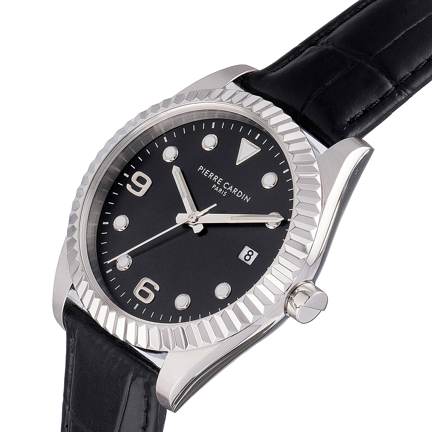 Opéra Timbre Men’s Watch - Silver Case, Black Dial with Black Leather Strap - Image 3