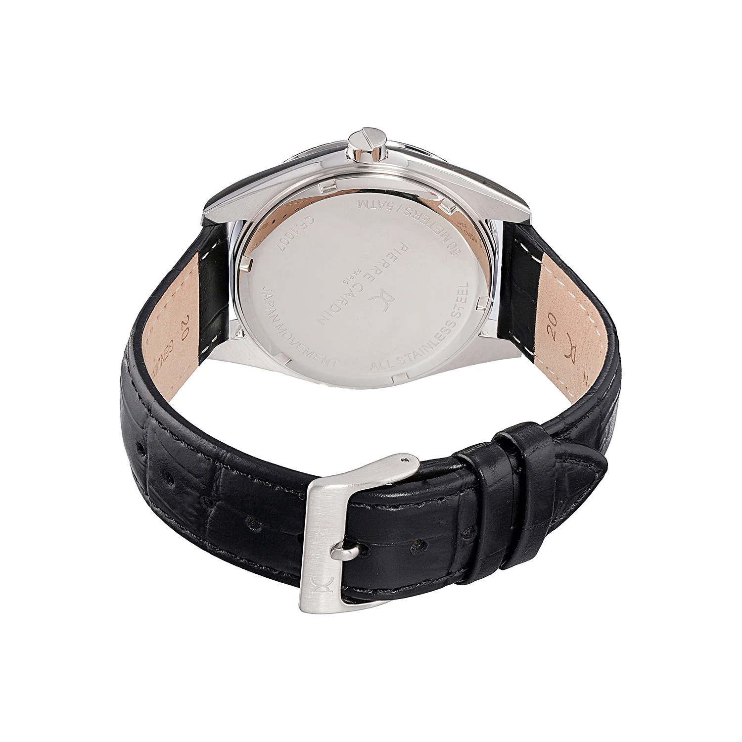 Opéra Timbre Men’s Watch - Silver Case, Black Dial with Black Leather Strap - Image 4