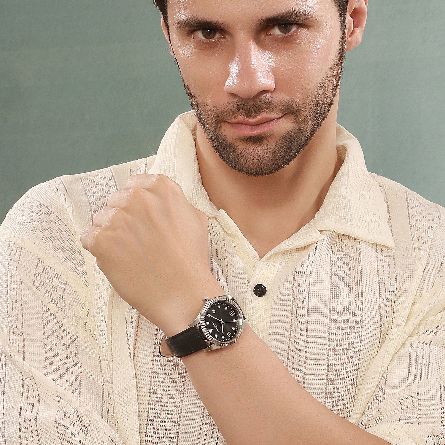 Opéra Timbre Men’s Watch - Silver Case, Black Dial with Black Leather Strap - Image 8