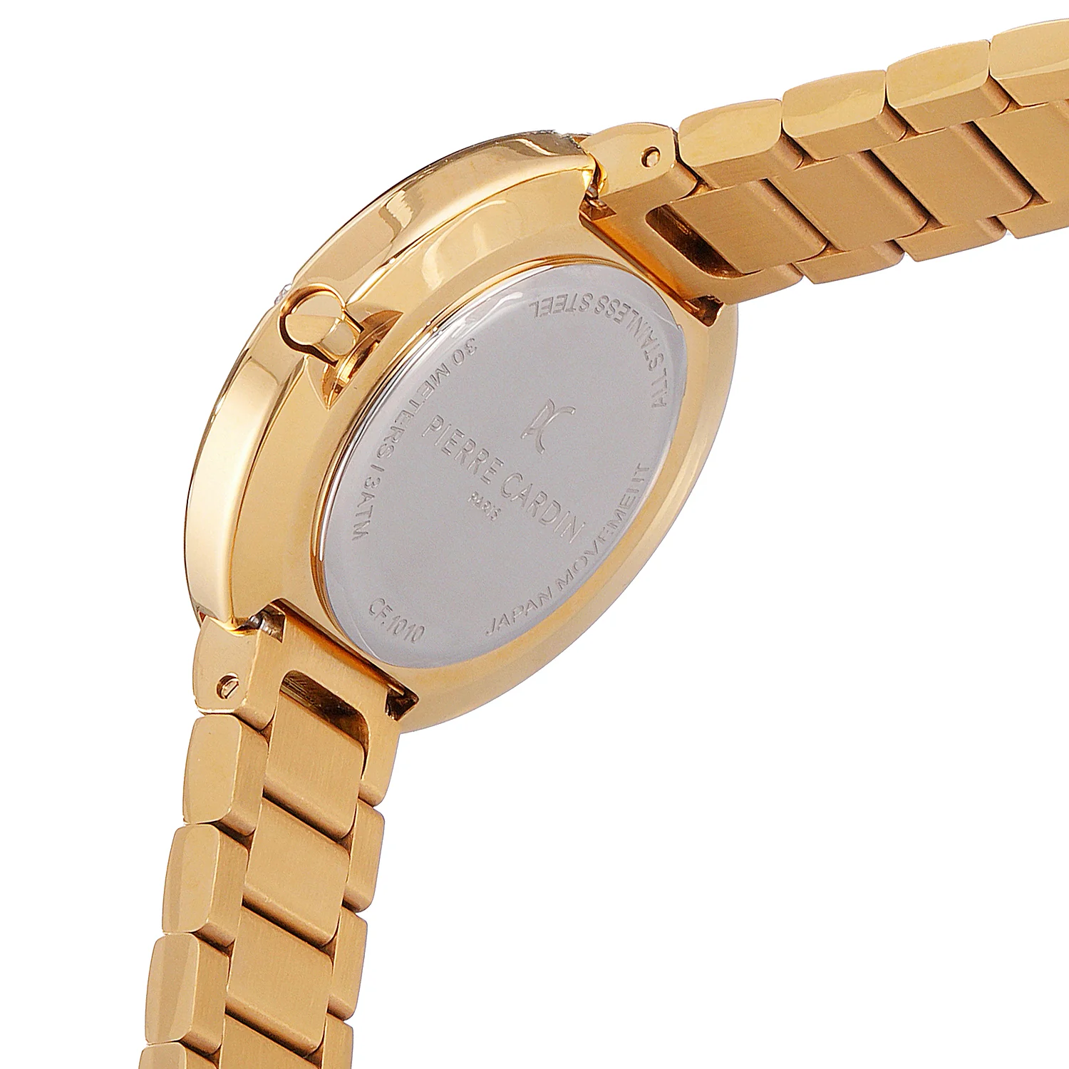 Passy Météore Ladies’ Watch - Gold Case with Blue Dial, Crystal Bezel, and Metal Link Strap - Image 4