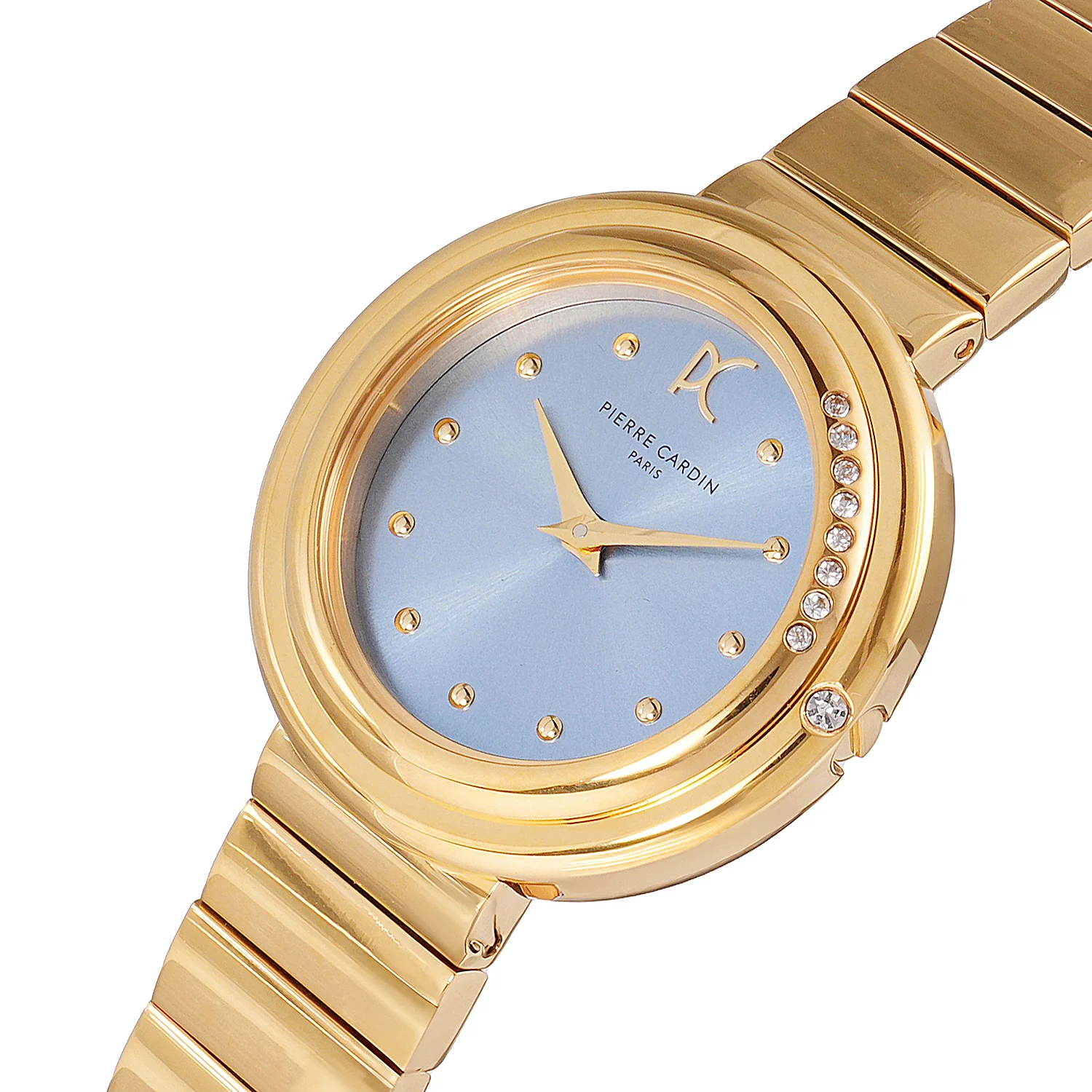 Passy Météore Ladies’ Watch - Gold Case with Clear Sky Dial, Crystal Bezel, and Metal Link Strap - Image 3