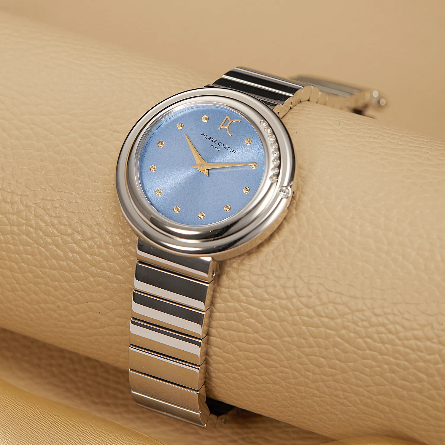 Passy Météore Ladies’ Watch - Silver Case with Clear Sky Dial, Crystal Bezel, and Metal Link Strap - Image 6