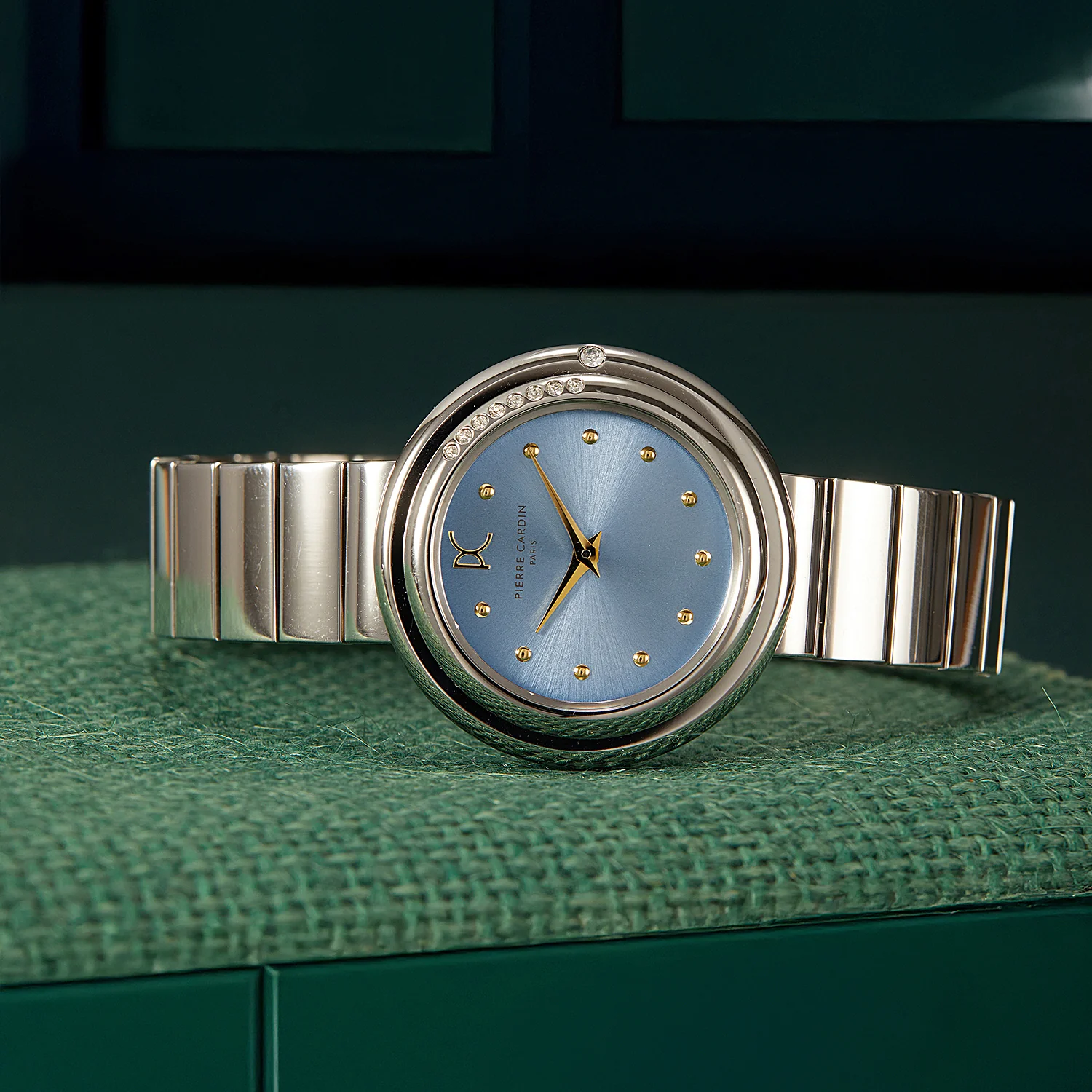 Passy Météore Ladies’ Watch - Silver Case with Clear Sky Dial, Crystal Bezel, and Metal Link Strap - Image 7