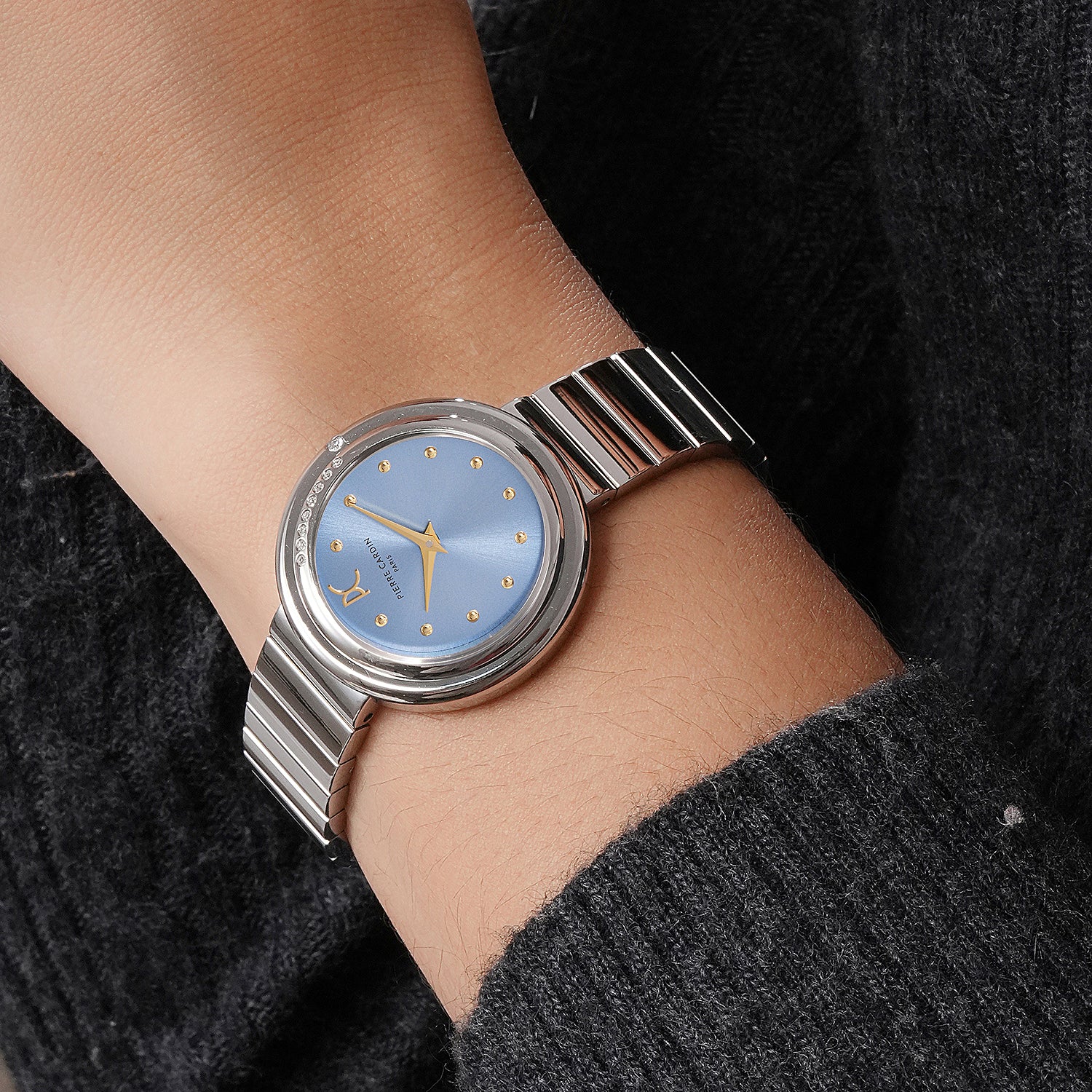 Passy Météore Ladies’ Watch - Silver Case with Clear Sky Dial, Crystal Bezel, and Metal Link Strap - Image 9