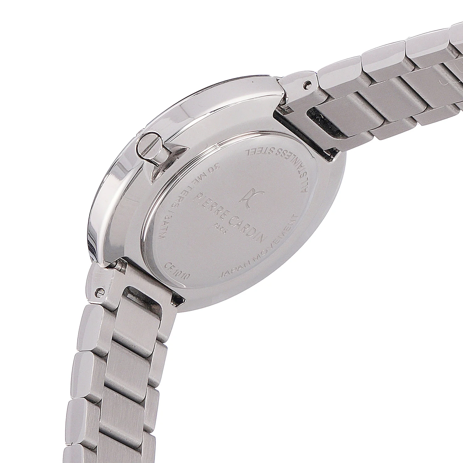 Passy Météore Ladies’ Watch - Silver Case with White Mother of Pearl Look Dial, Crystal Bezel, and Metal Link Strap - Image 4