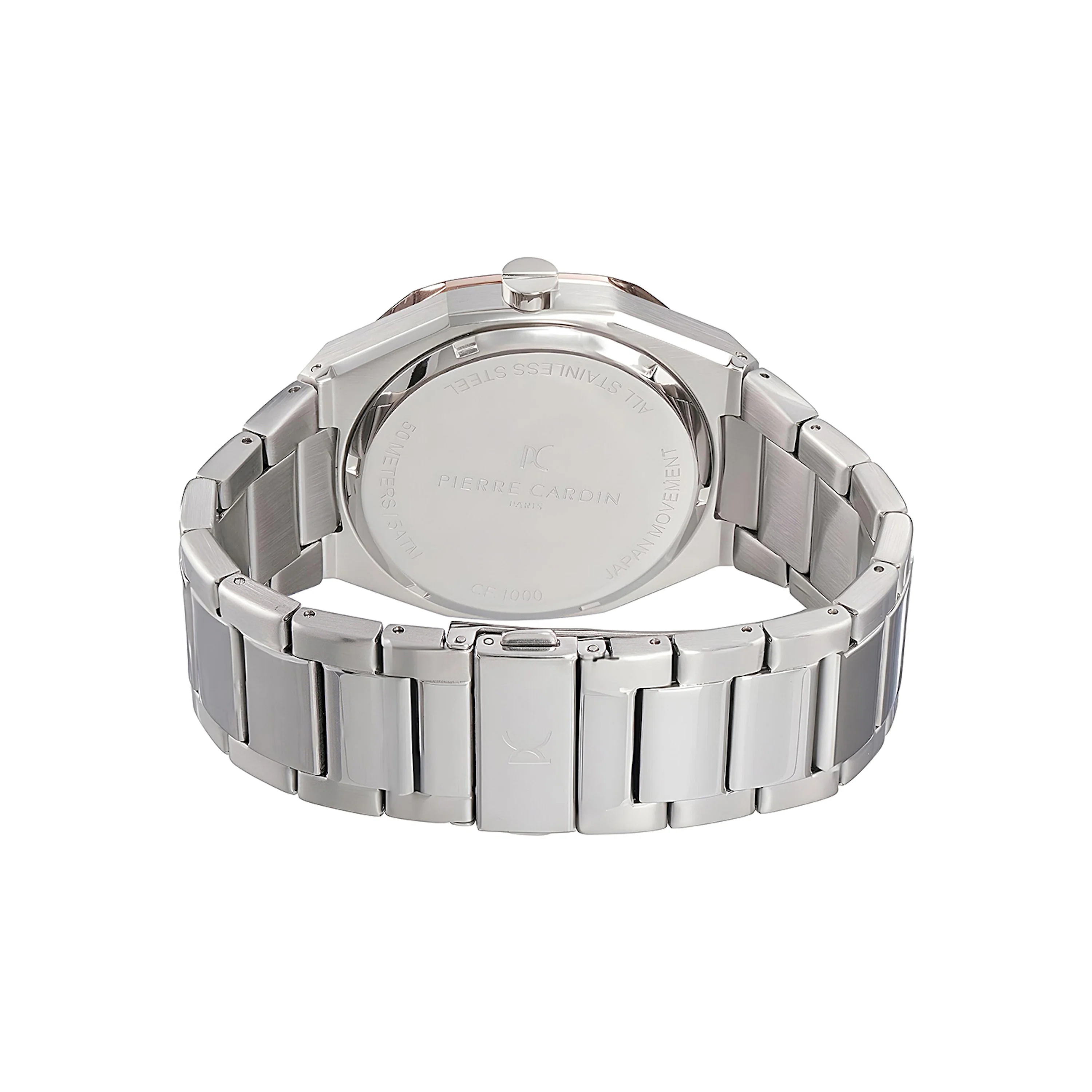 Maison 8 Checkers Men’s 42mm Two-Tone Stainless Steel Watch - Black Checkered Dial with Metal Strap - Image 3
