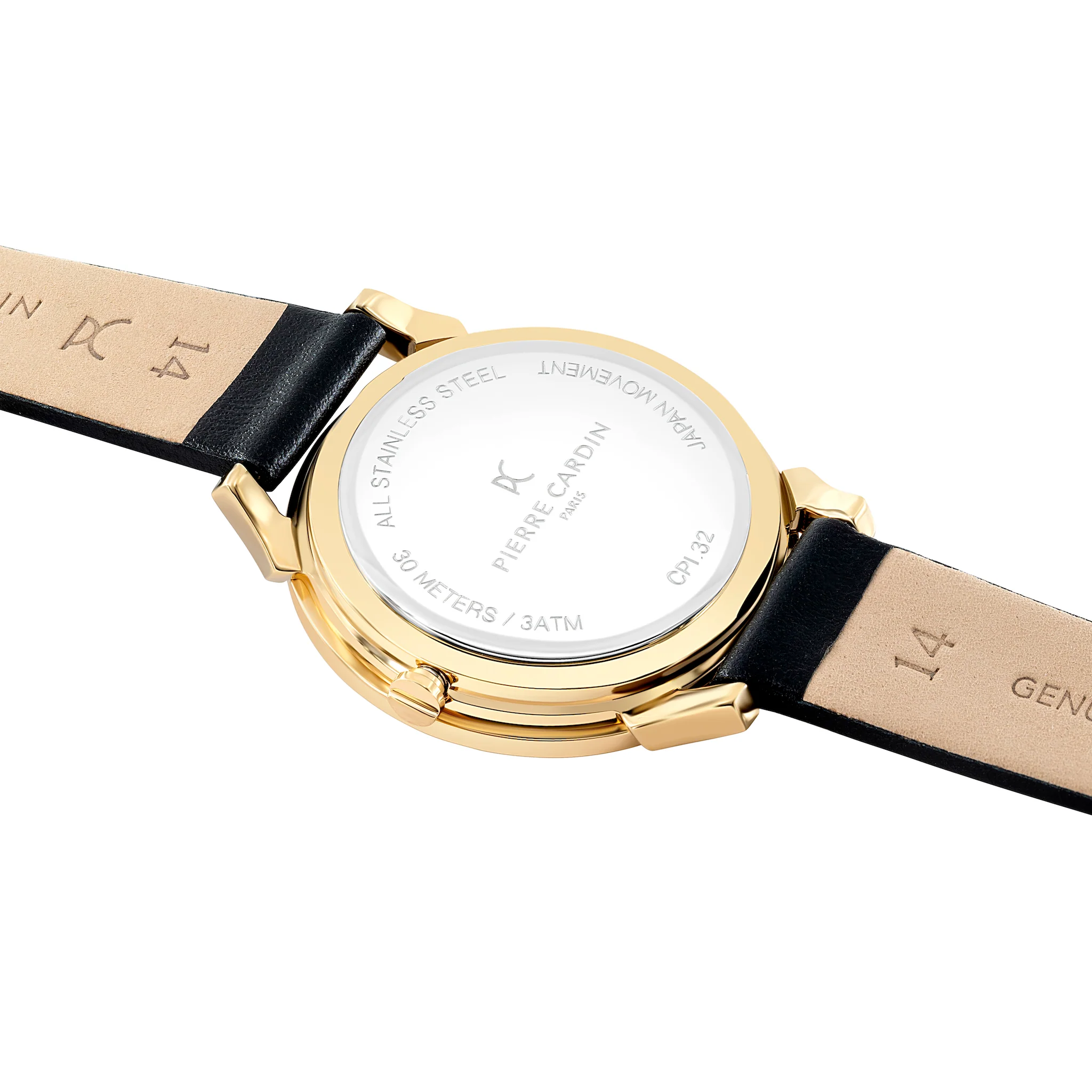 Pigalle Gold Watch with Crystals and Black Leather Strap - Image 4