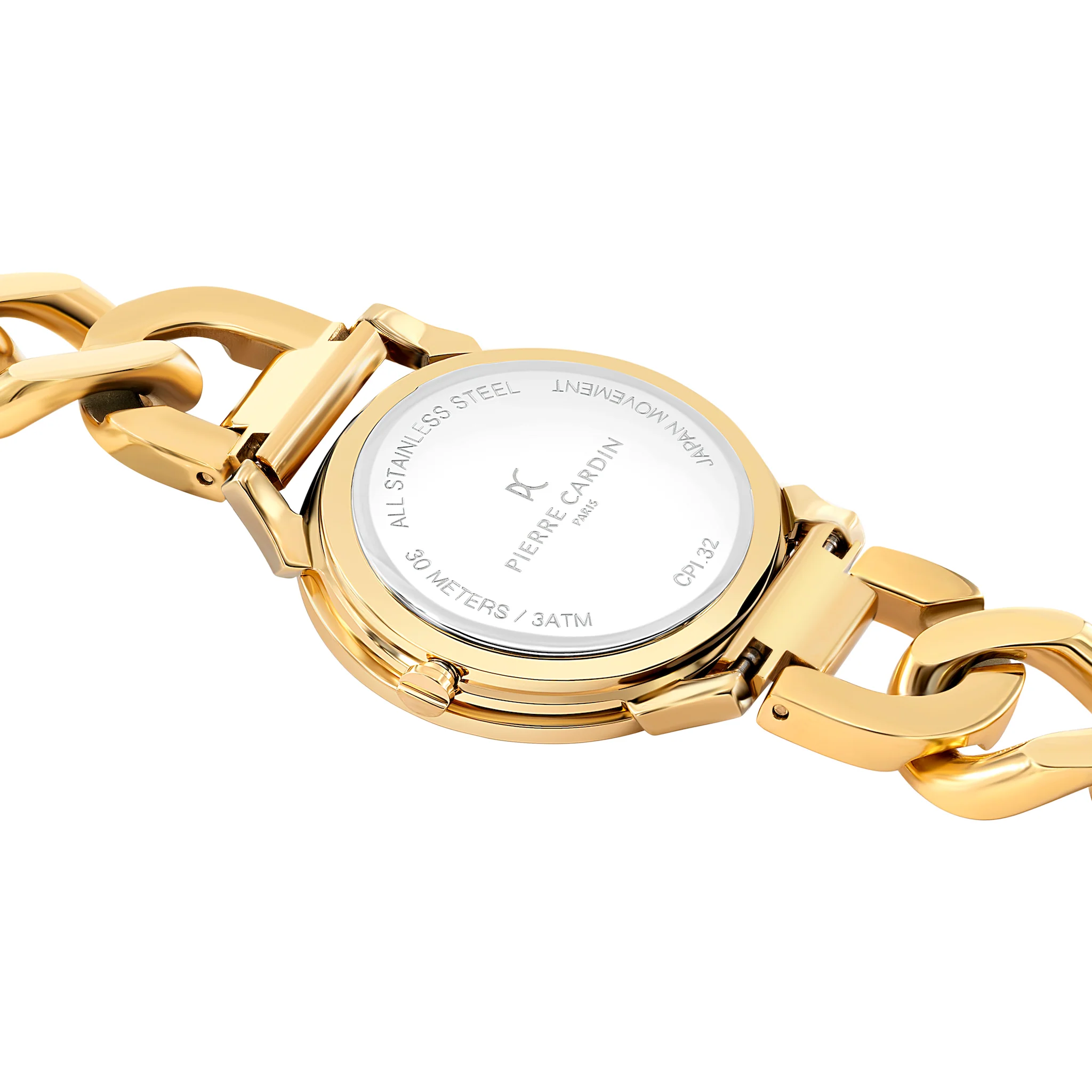 Pigalle Gold Watch with Crystals and Metal Chain Link Strap - Image 4