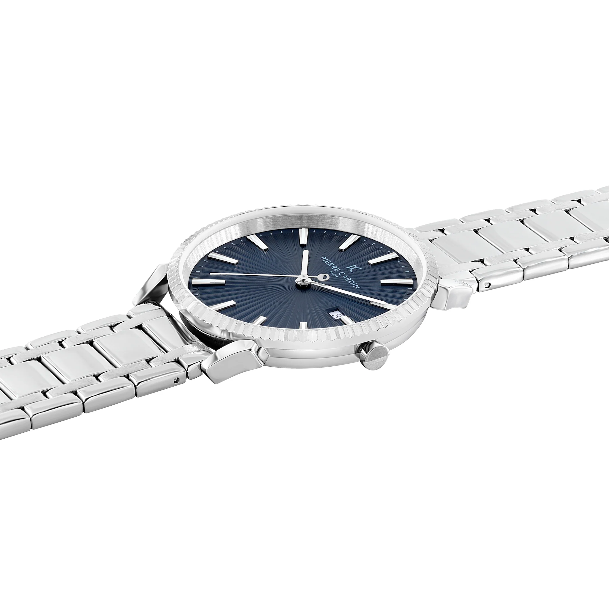 Pigalle Metal Link Watch with Fluted Bezel and Blue Dial - Image 3