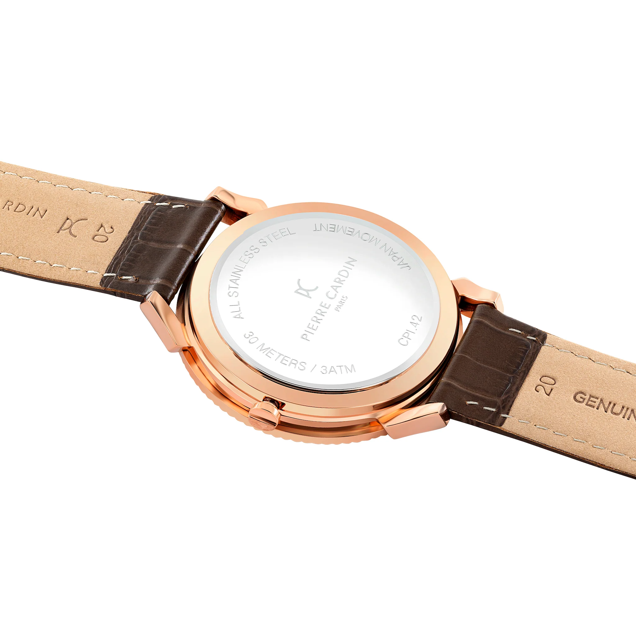Pigalle Rose Gold Watch with Silver Dial and Brown Leather Strap with Fluted Bezel - Image 4
