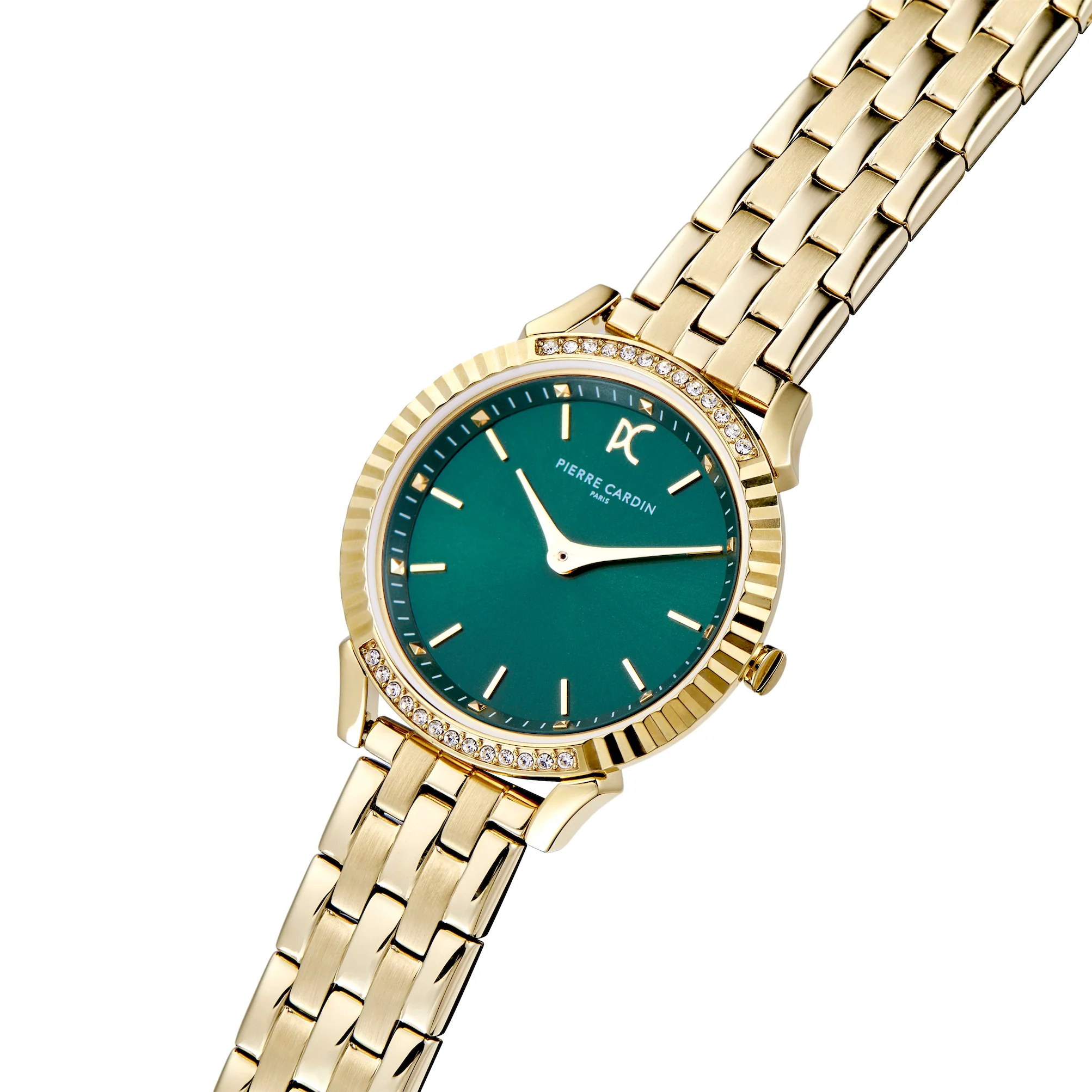 Pigalle Simplicity Gold Watch with Crystals and Deep Green Dial - Image 2