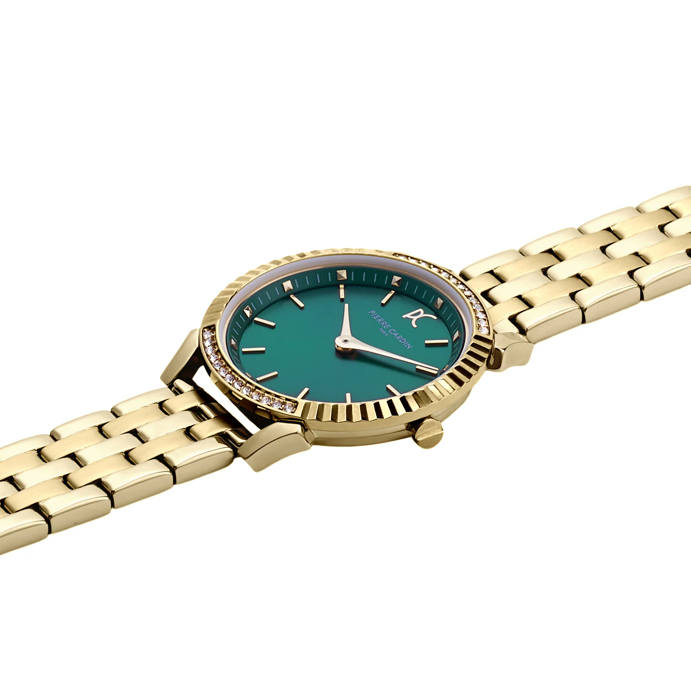 Pigalle Simplicity Gold Watch with Crystals and Deep Green Dial - Image 3
