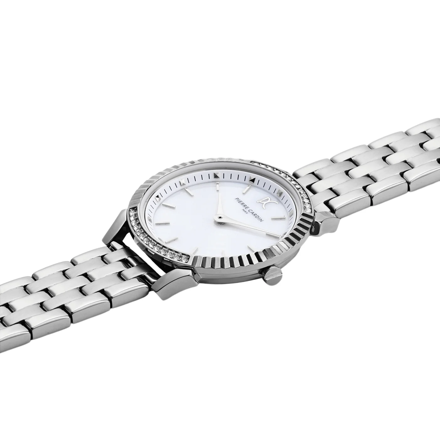 Pigalle Simplicity Stainless Steel Watch with Crystals and Mother of Pearl Dial Look - Image 3