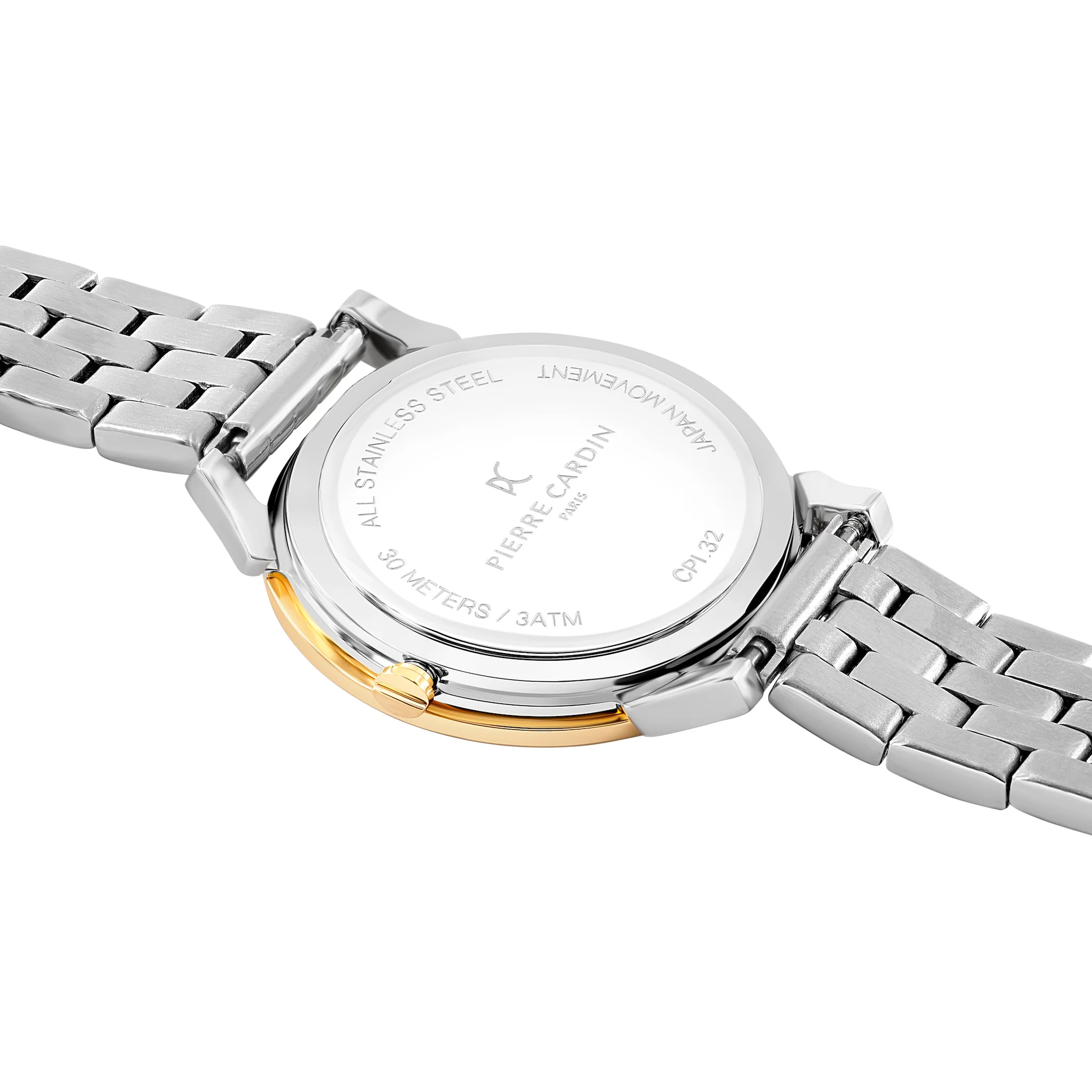 Pigalle Two Tone Gold and Silver Watch with Crystals and Metal Link Strap - Image 4