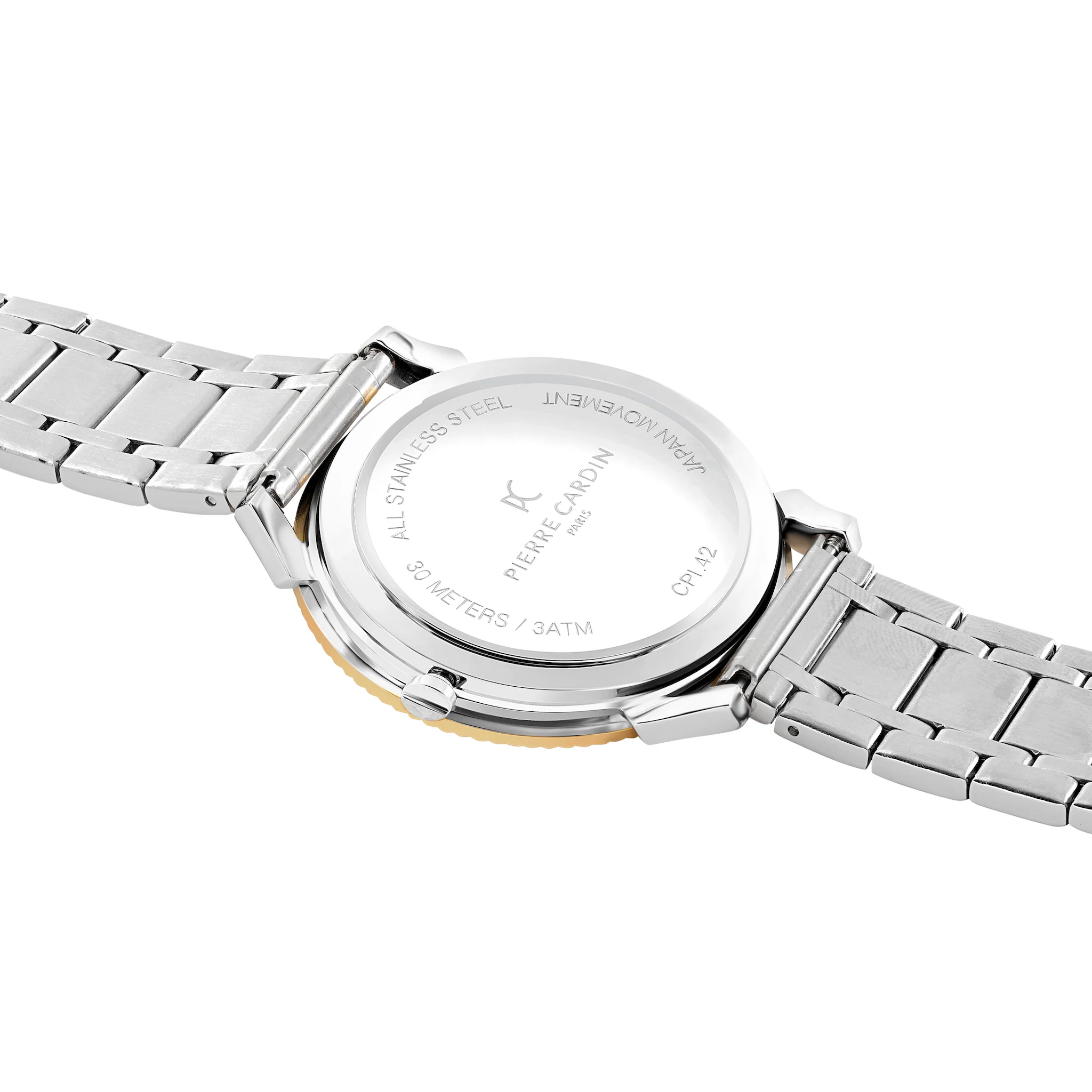 Pigalle Two Tone Metal Link Watch in Gold and Silver with Fluted Bezel and Silver Dial - Image 4