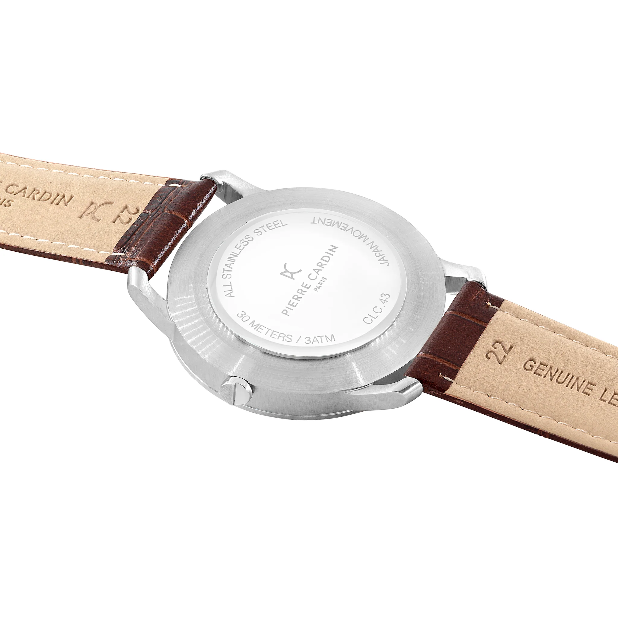 St. Germain Lines Watch with White Dial, Silver Case and Brown Leather Strap - Image 4