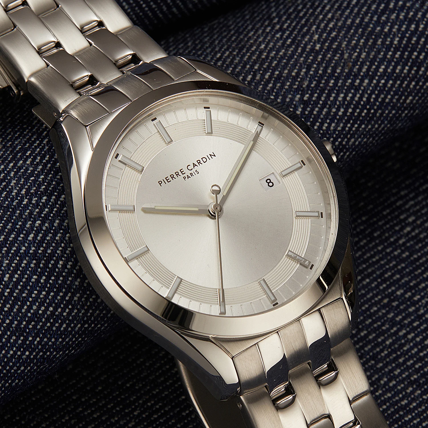 Vaugirard Aréne Men’s 42mm Classic Watch - Silver Case, Silver Dial with Silver Metal Strap - Image 5