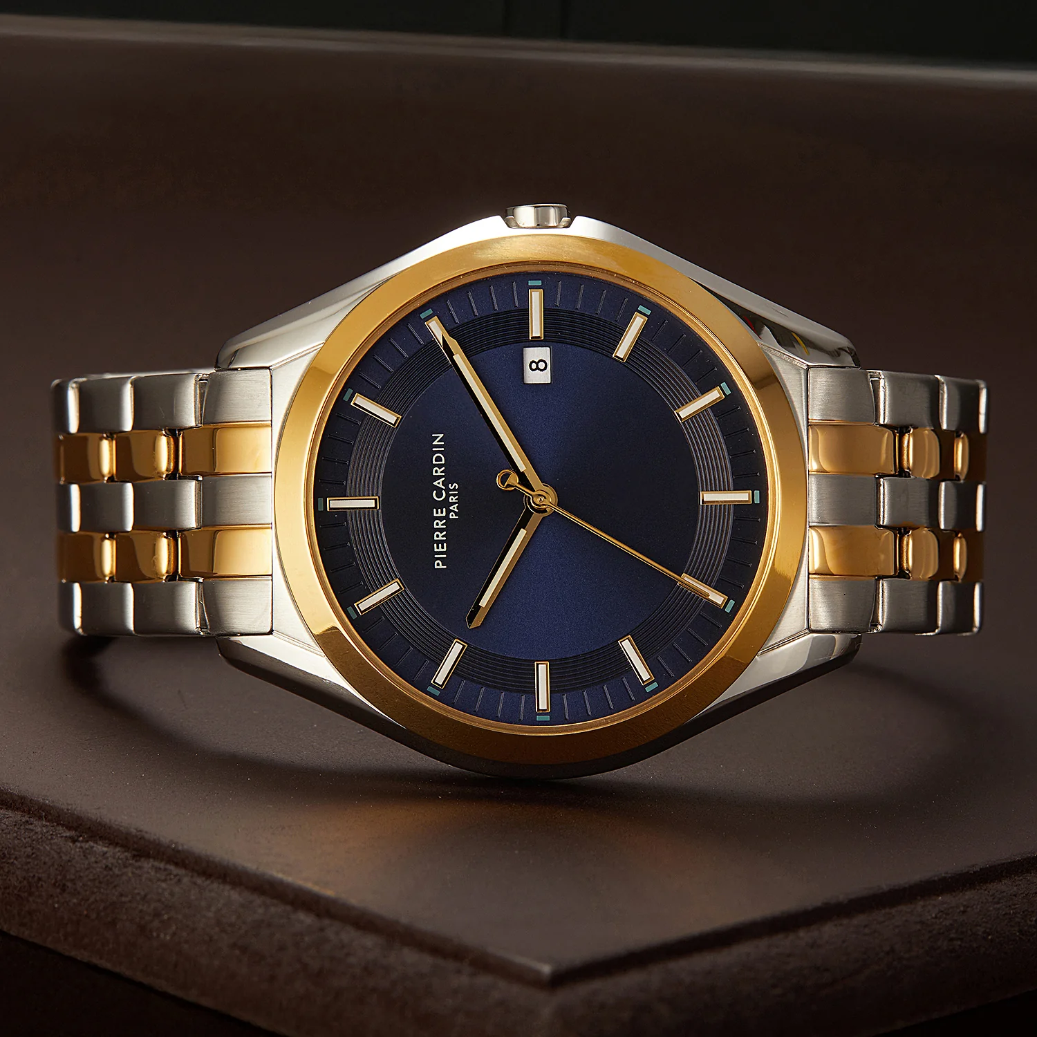Vaugirard Aréne Men’s 42mm Classic Watch - Two-Tone Gold & Silver Case, Blue Dial with Silver Metal Strap - Image 5