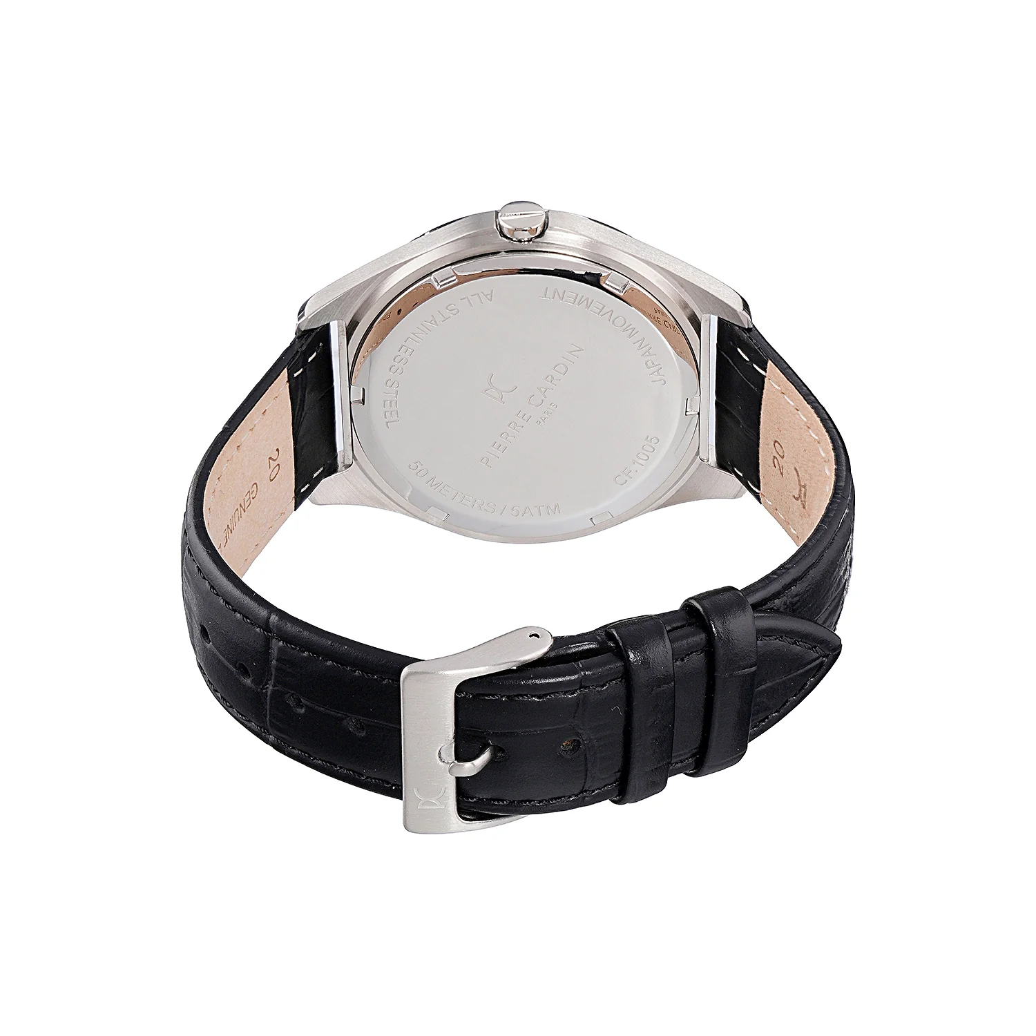 Vaugirard Aréne Men’s 42mm Classic Watch - Two-Tone Rose Gold & Silver Case, Salmon Dial with Black Leather Strap - Image 3