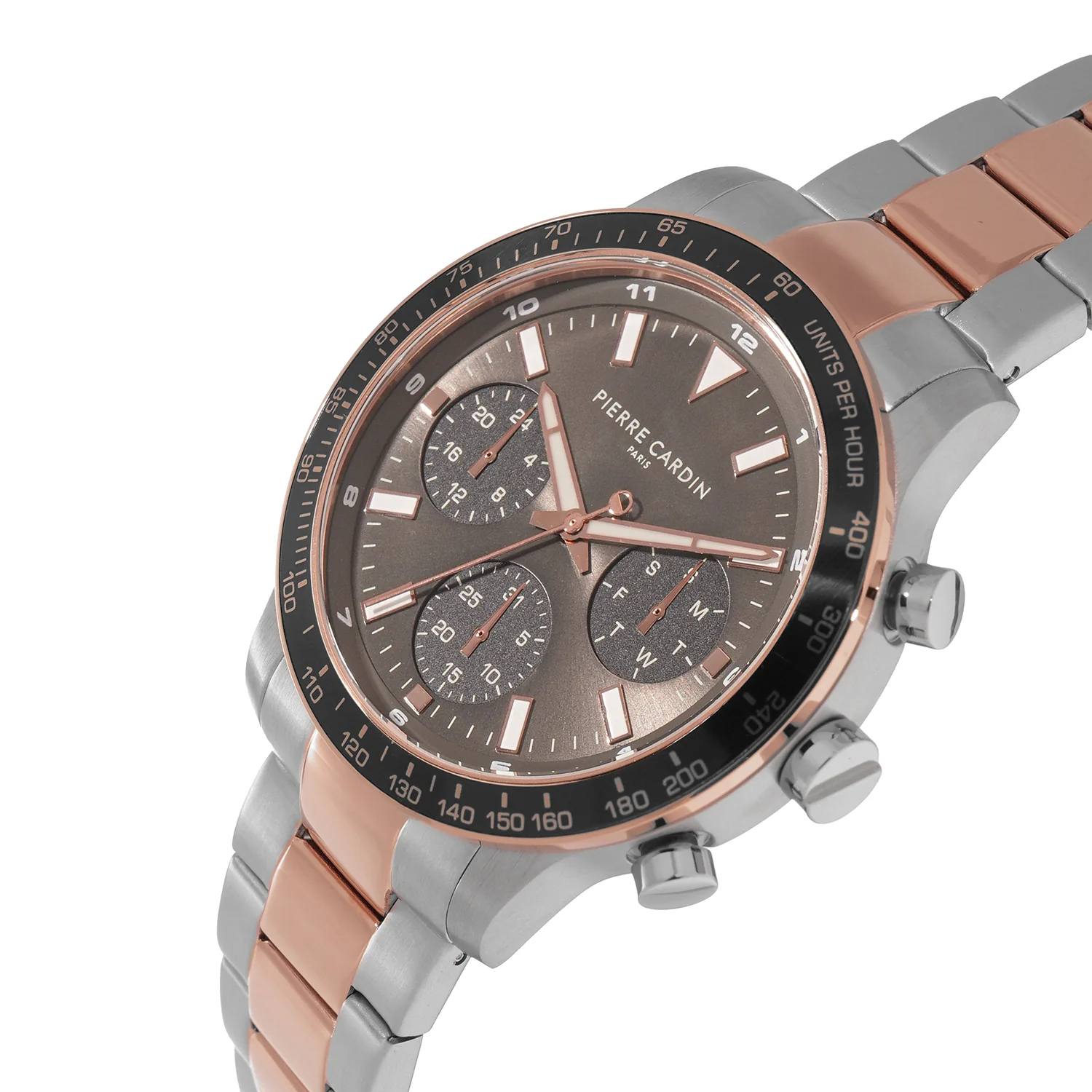Velocity Mulitdrive Mens 41mm - Twotone Rose Gold and Silver with Twotone Rose Gold and Silver Metal Strap - Image 2