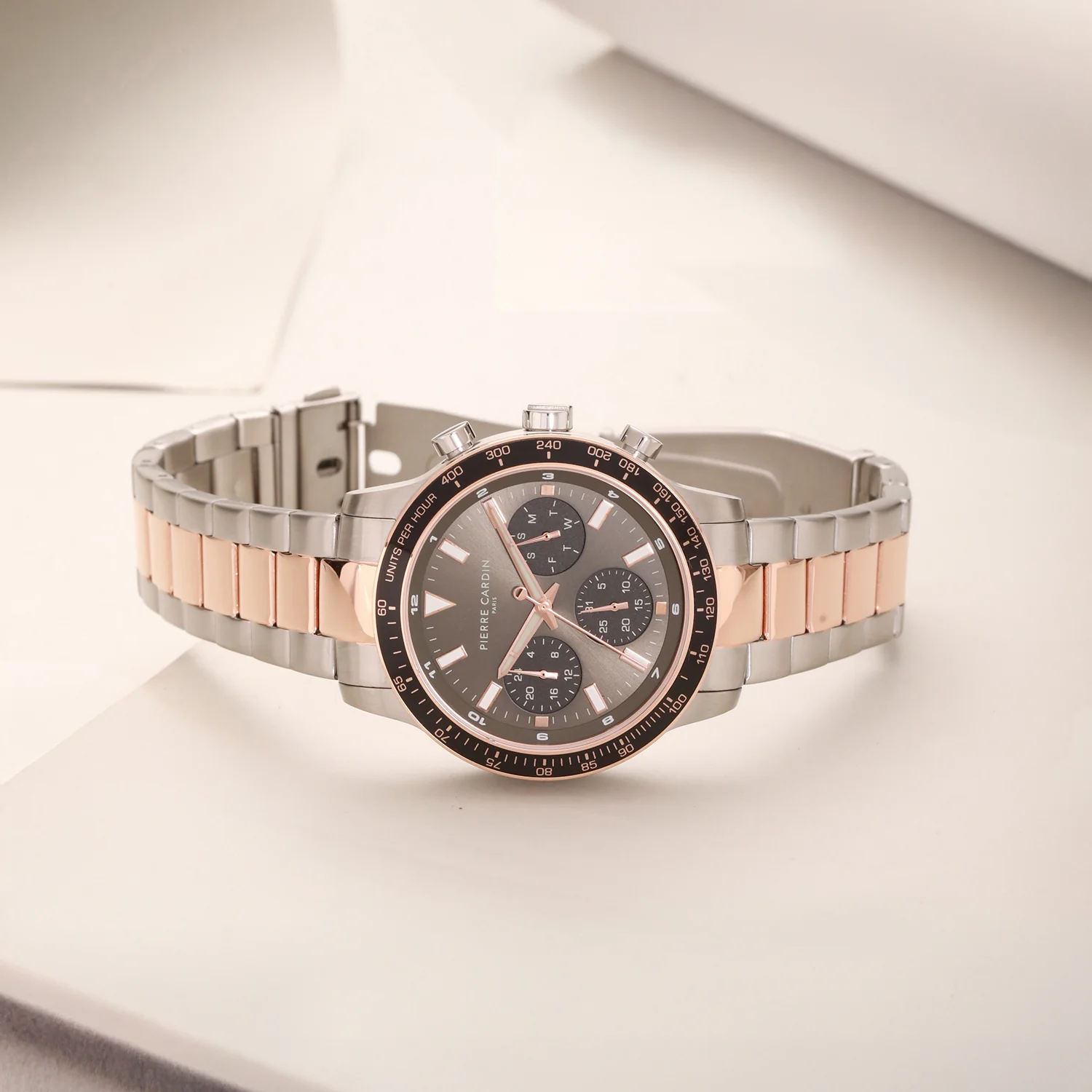 Velocity Mulitdrive Mens 41mm - Twotone Rose Gold and Silver with Twotone Rose Gold and Silver Metal Strap - Image 5
