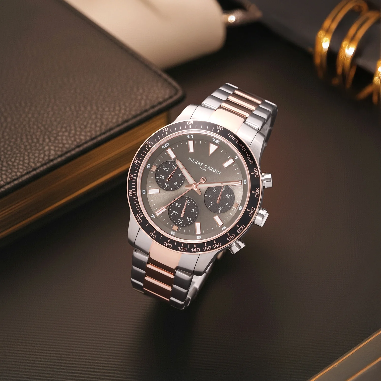 Velocity Mulitdrive Mens 41mm - Twotone Rose Gold and Silver with Twotone Rose Gold and Silver Metal Strap - Image 6