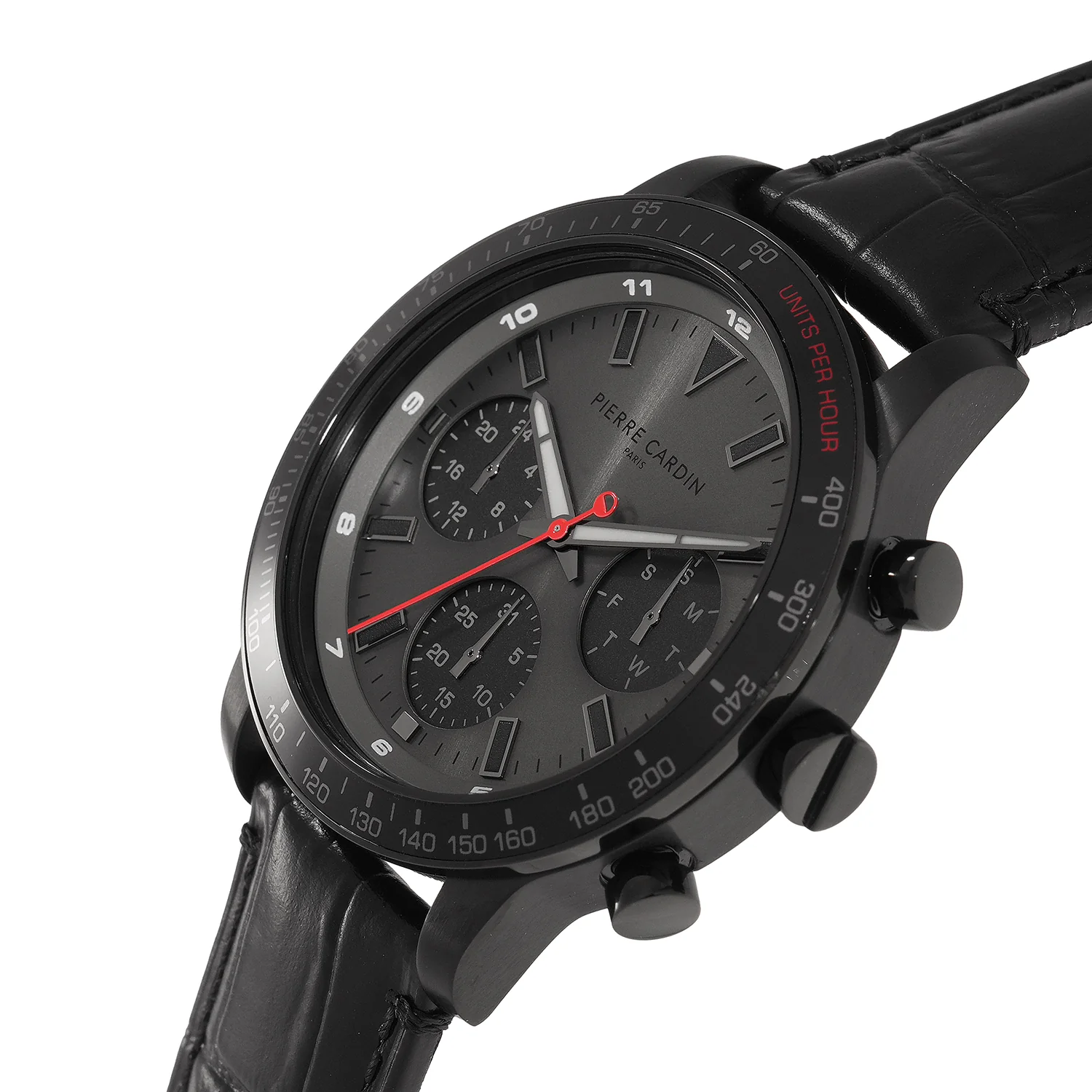 Velocity Mulitdrive Mens 41mm - IP Black with Black Leather Strap - Image 3