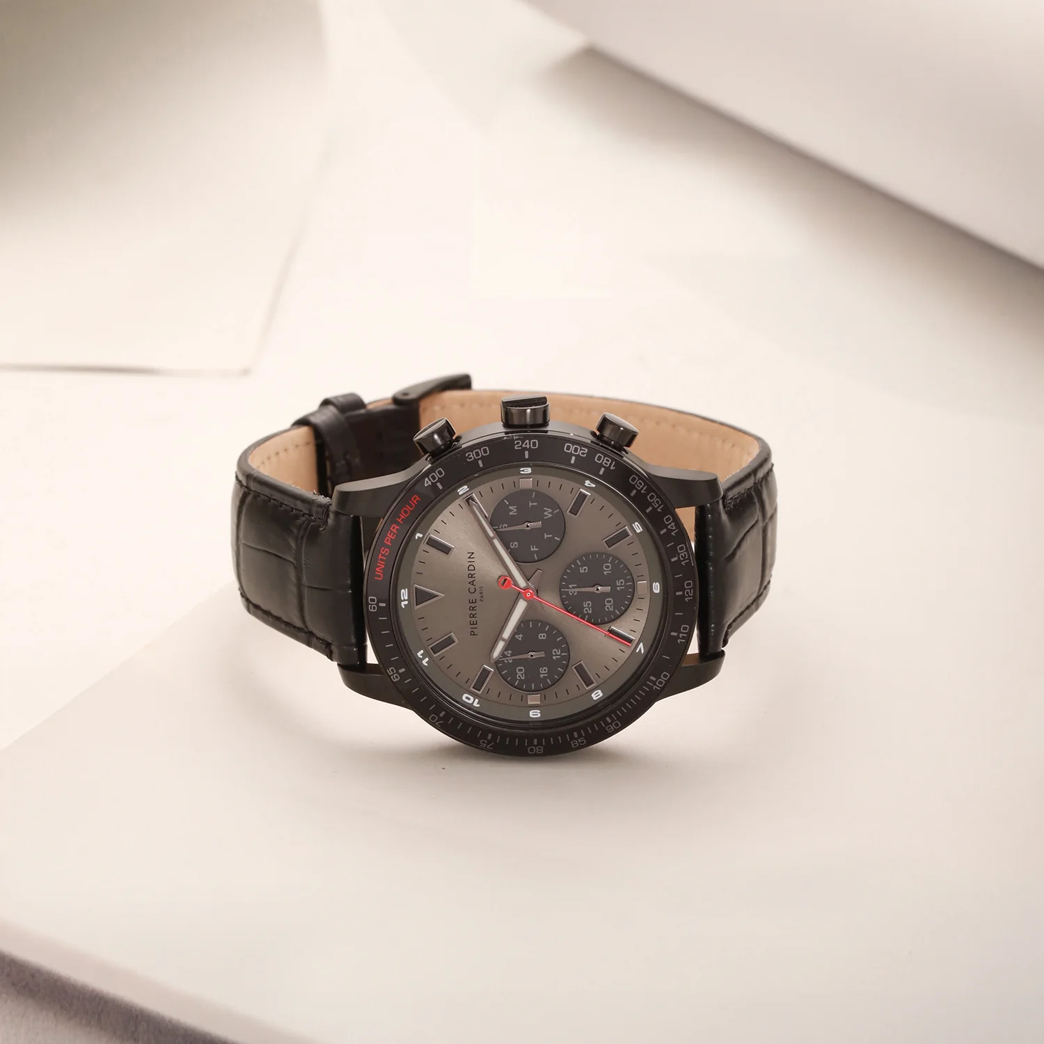 Velocity Mulitdrive Mens 41mm - IP Black with Black Leather Strap - Image 7